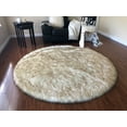 thumbnail image 1 of Soho Luxurious Faux Sheepskin Round Shape White with Brown Tips Shag Area Rug, 1 of 5