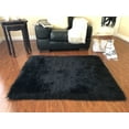 thumbnail image 1 of Soho Luxurious Faux Sheepskin Square Shape Black Shag Area Rug, 1 of 5