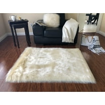 Soho Luxurious Faux Sheepskin Square Shape Cream Shag Area Rug