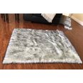 thumbnail image 1 of Soho Luxurious Faux Sheepskin Square Shape White with Black Tips Shag Area Rug, 1 of 5