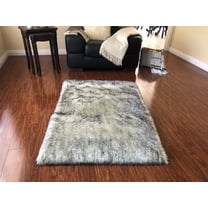Soho Luxurious Faux Sheepskin White with Black Tips Shag Area Rug or Runner