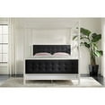 thumbnail image 1 of Soho Modern Canopy Bed, White Metal with Black Linen, Queen, 1 of 7