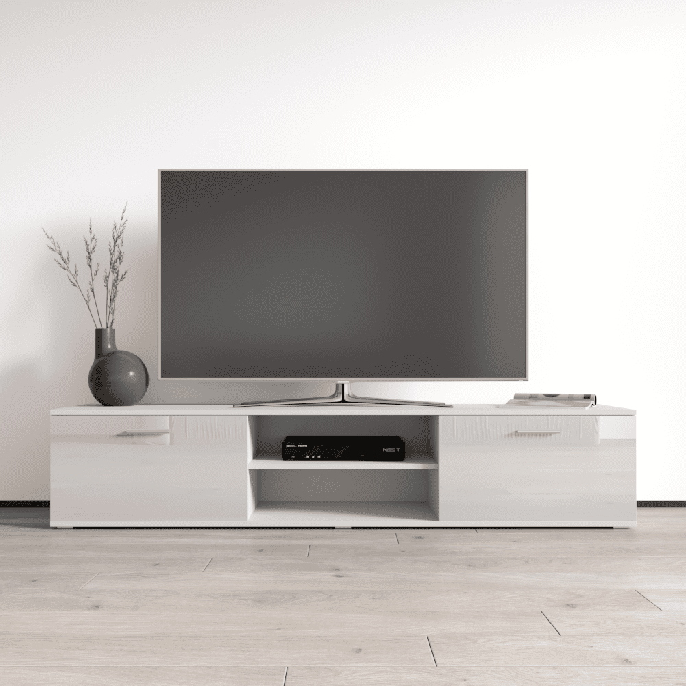 Soho S3 TV Stand for TVs up to 80", Modern High Gloss 71" Entertainment Center, TV Media Console with Storage Cabinets