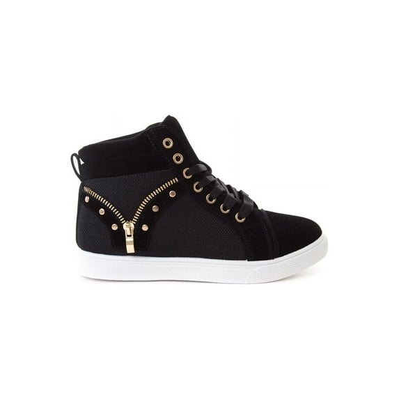 Soho Shoes Women's High Top Lace Up Sneaker with "V" Zipper