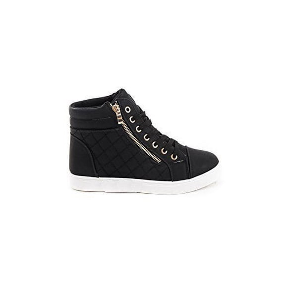 soho shoes women's leatherette quilted zipper lace up high top sneakers