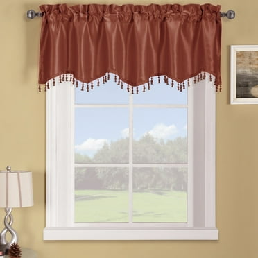 Soho Silk Straight Solid Window Curtain Valance Rod Pocket (Single) 70x17" - Rust