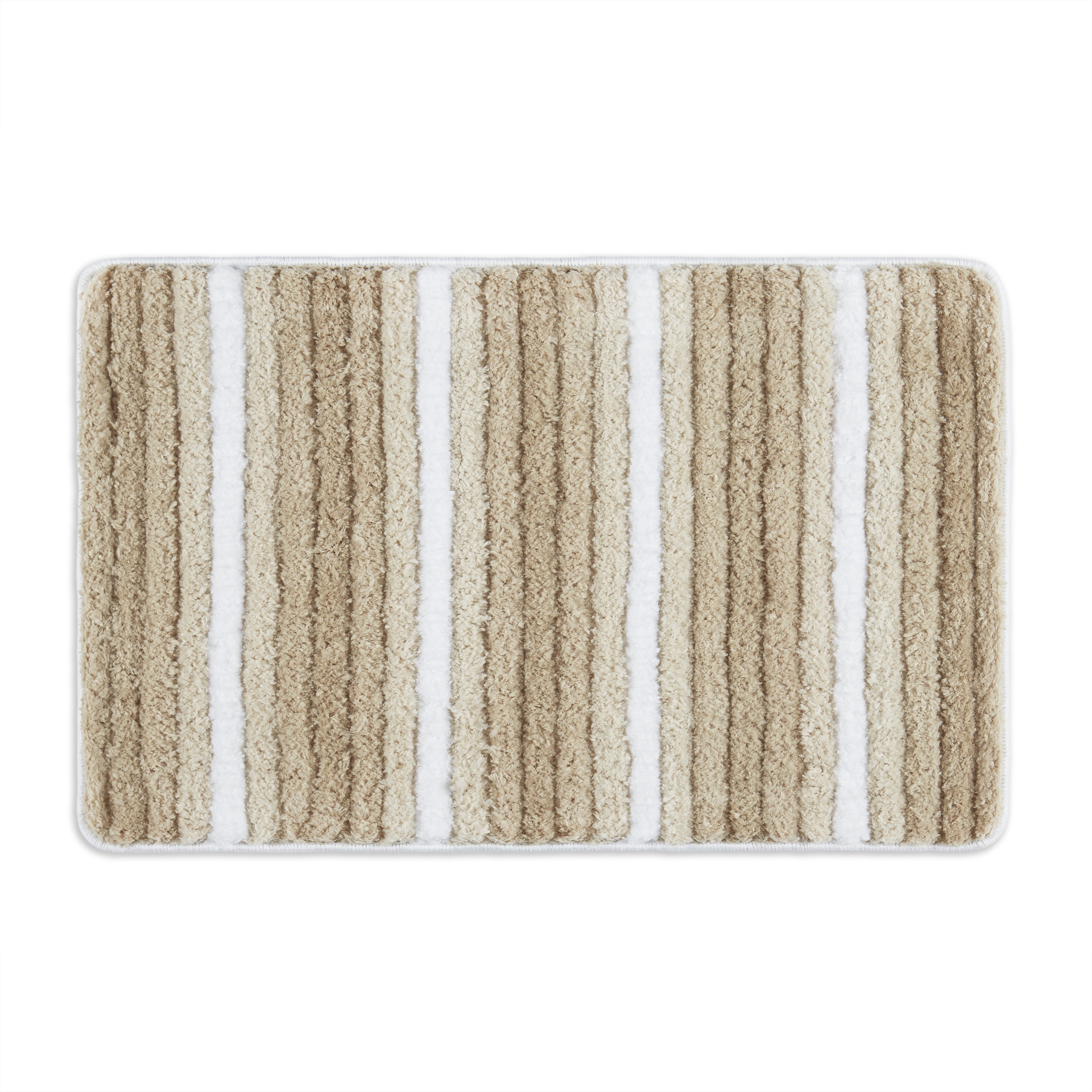 Sohome Chino Striped Machine Washable Bath Mat, Brown/White, 20"x32"