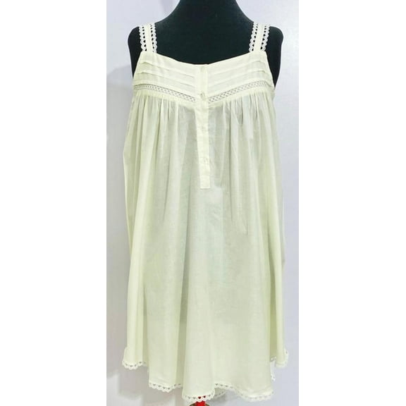 SoieRose 100% Cotton Ivory Victorian Sleeveless Nightgown – SR-1084
