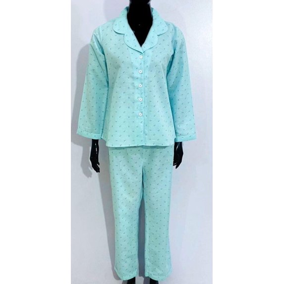 SoieRose 100% Cotton Pastel Blue Print Pajama Set - SR1078