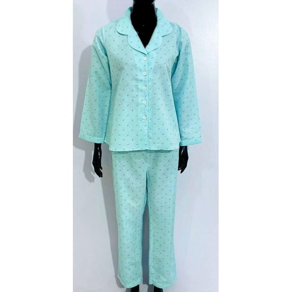 SoieRose 100% Cotton Pastel Blue Print Pajama Set - SR1078
