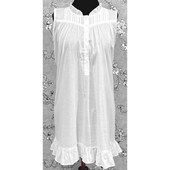 SoieRose 100% Cotton Sleeveless Victorian Nightgown – SR1166