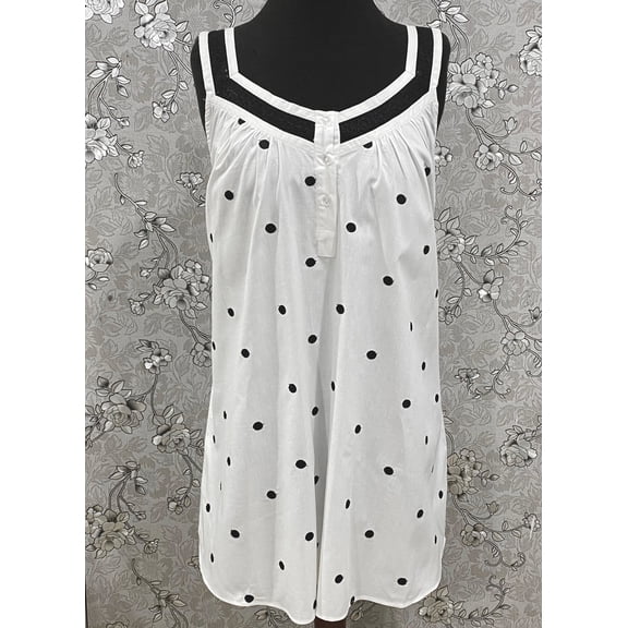 SoieRose 100% Cotton Victorian Nightgown – Polka Dot Sleeveless Nightdress SR-1199