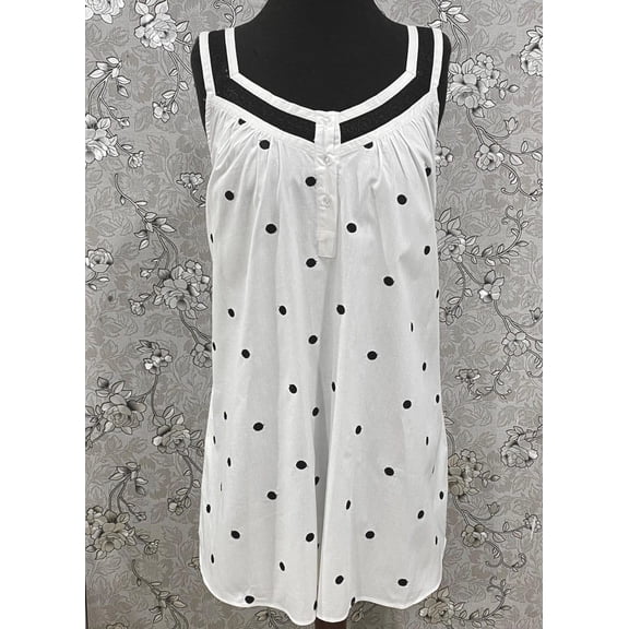 SoieRose 100% Cotton Victorian Nightgown – Polka Dot Sleeveless Nightdress SR-1199