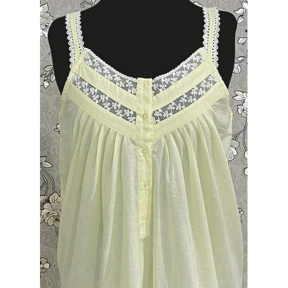 SoieRose 100% Light Yellow Cotton Sleeveless Nightgown with Straps - SR-1101