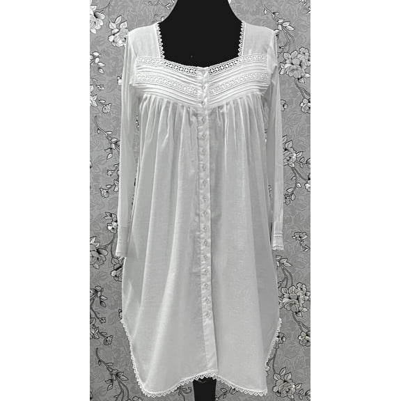 SoieRose SR-1212 Victorian 100% Cotton Nightgown – Long Sleeve Front-Button Elegance