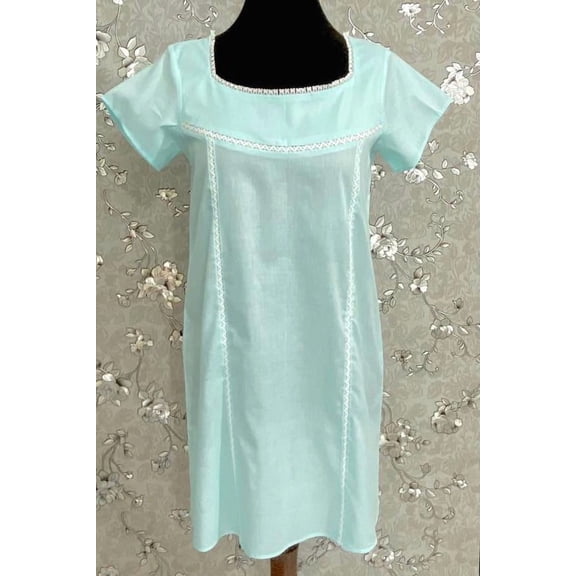 SoieRose SR1094 Women's Sleek Fit 100% Cotton Nightgown - Celeste