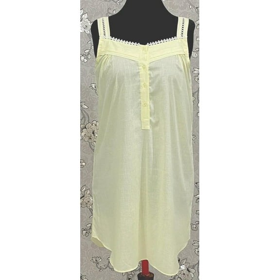 SoieRose Sleek 100% Cotton Victorian Nightgown – Light Yellow- SR1121