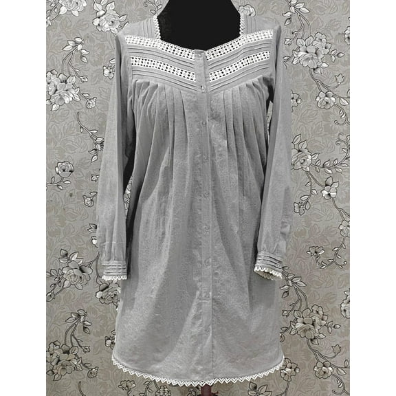 SoieRose Victorian Cotton Nightgown with Lace Yoke & Pintuck Detail – SR-1230