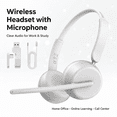 thumbnail image 1 of Soifcik Wireless Headset with AI Noise-Canceling Mic, Bluetooth 5.4 & USB Dongle Over-Ear Headphones with Mute Button for Work, Laptop, PC & Phone, White, 1 of 8