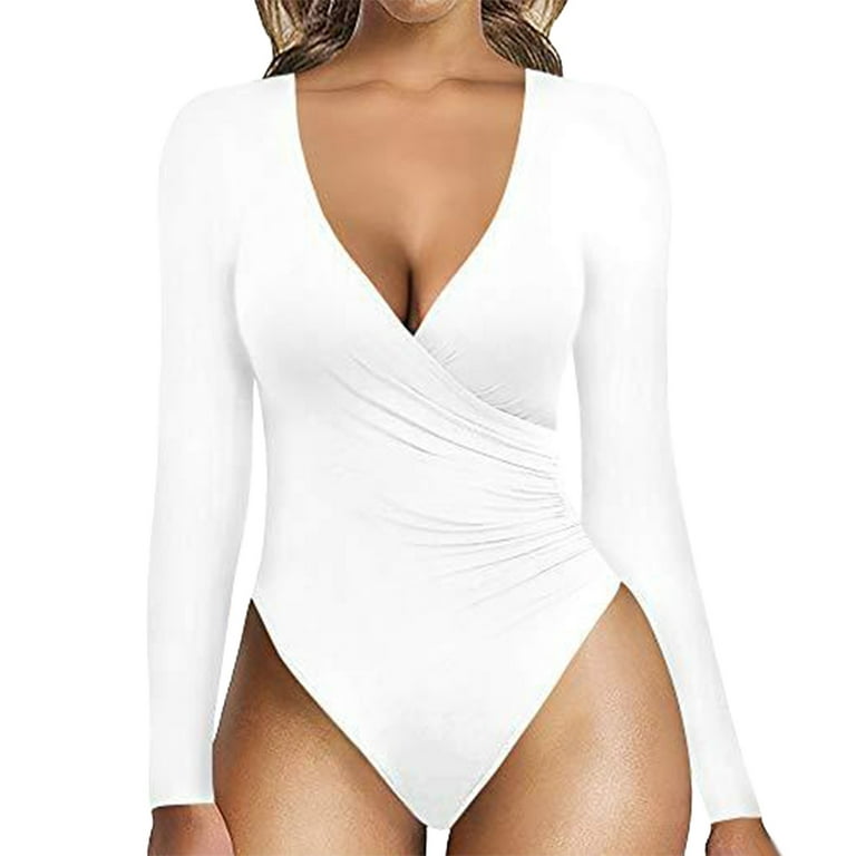 Women Body Shirts and Blouses Long Sleeved Fashion Bodysuits White