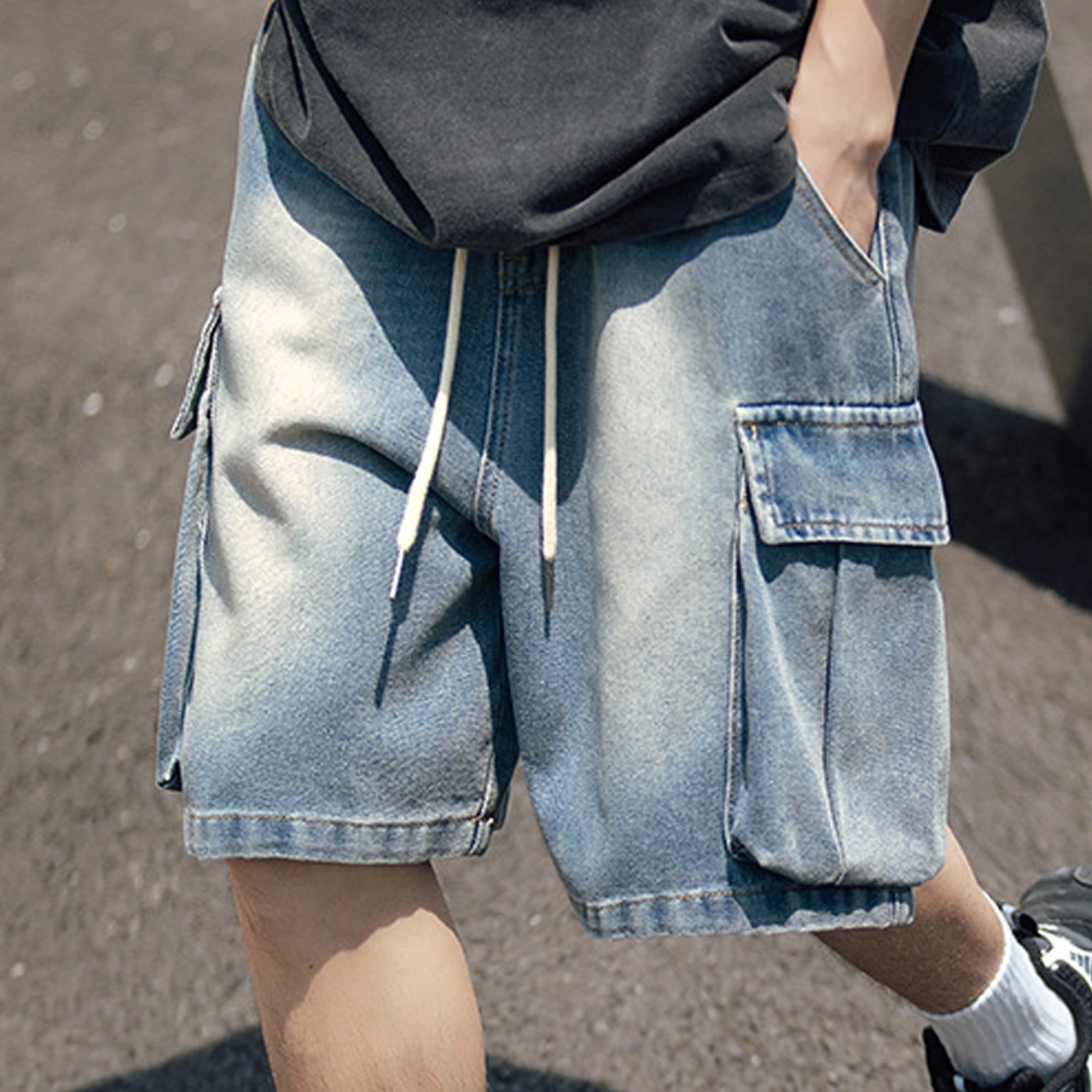 Soighxzc Men s Denim Shorts Quick Dry Cargo Shorts for Men Lightweight Drawstring Waist Relaxed Fit Plus Size Summer Classic Stretch Casual Vintage