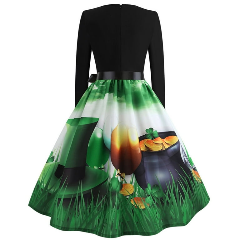 Soighxzc Spring Dresses For Women 2024 Elegant Vintage A line Ruffle Crew Neck Short Sleeve Cinched Waist Flowy Midi Tea Dress A XL Walmart