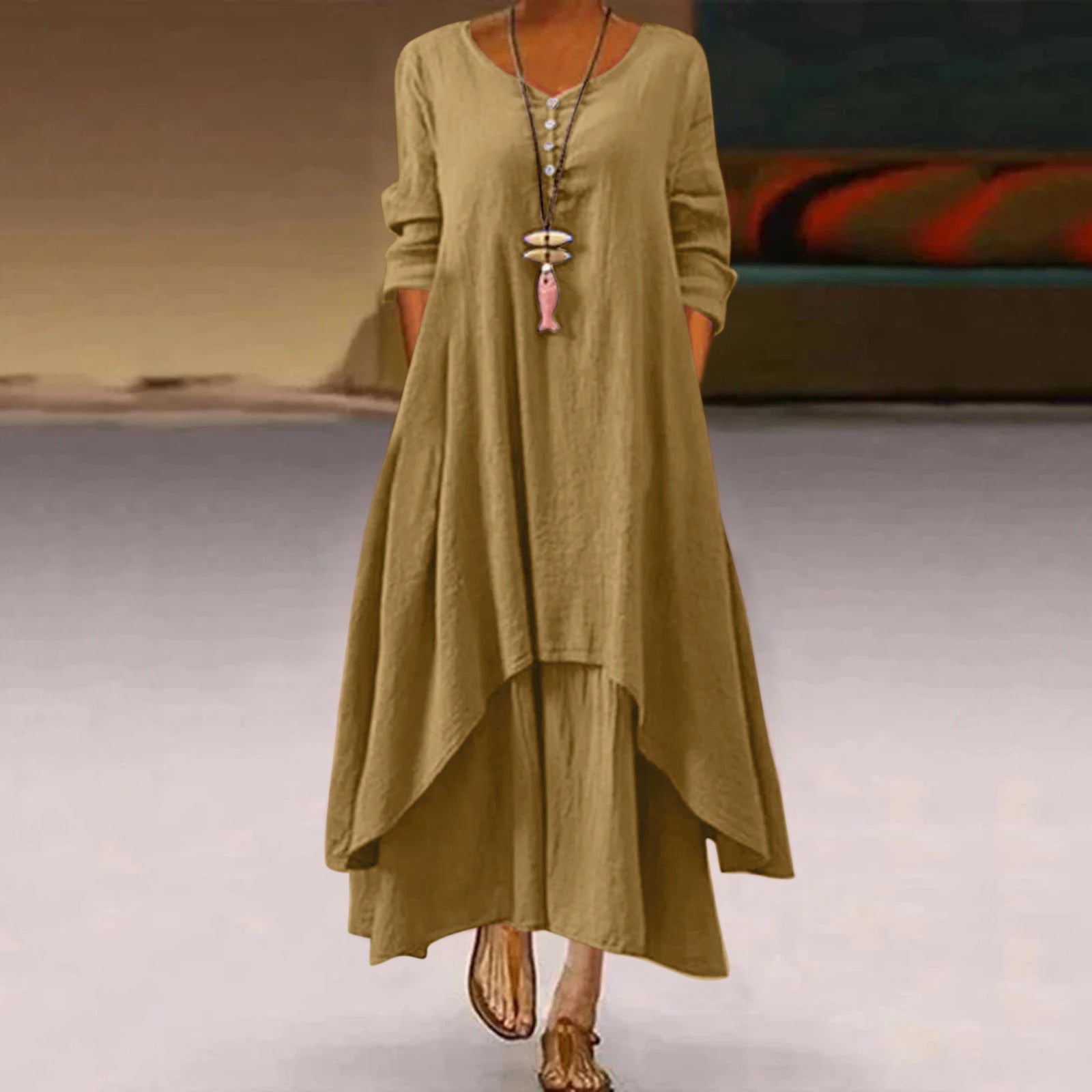 Linen Dress with Elastic Sleeve Detail Pistache – Hickox Jewelers