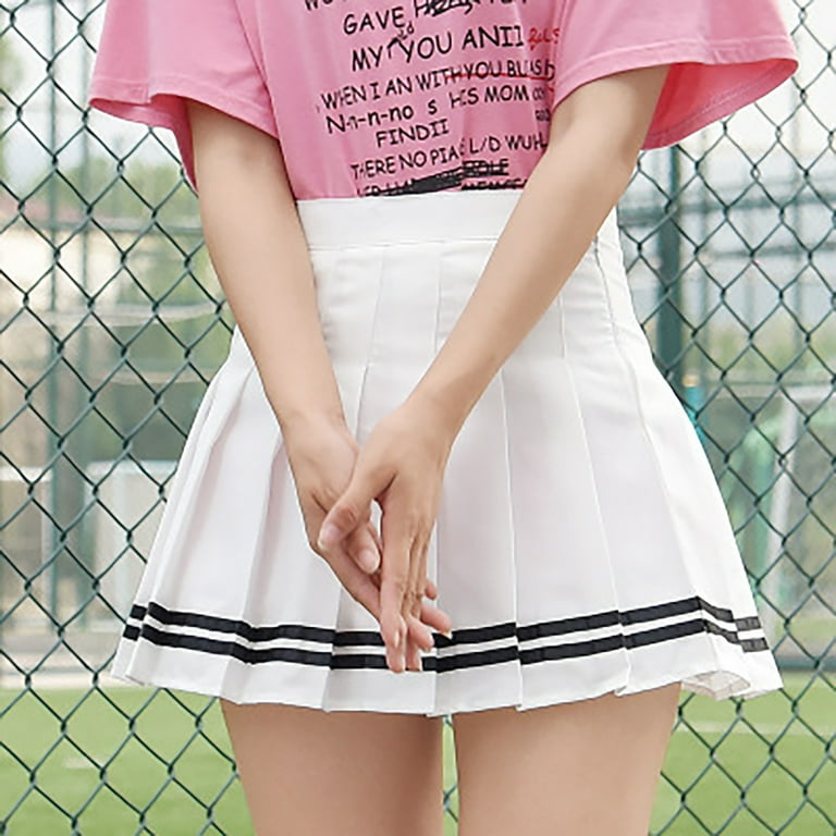 Soighxzc Women s Skirts Casual Mini Skater Skirt Solid Color High Waisted Short Skirt Basic Dress