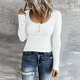 thumbnail image 1 of Soighxzc Womens T Shirts Casual Shirt Long-Sleeve Blouse Spring Autumn Winter Henley Neck Pullover Slim Solid-Color Tee Tops White XL, 1 of 7