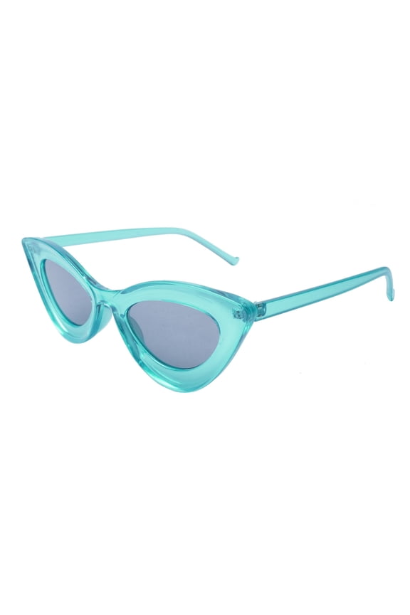 Female Large Cateye Sunglass.See Through Blue Frame