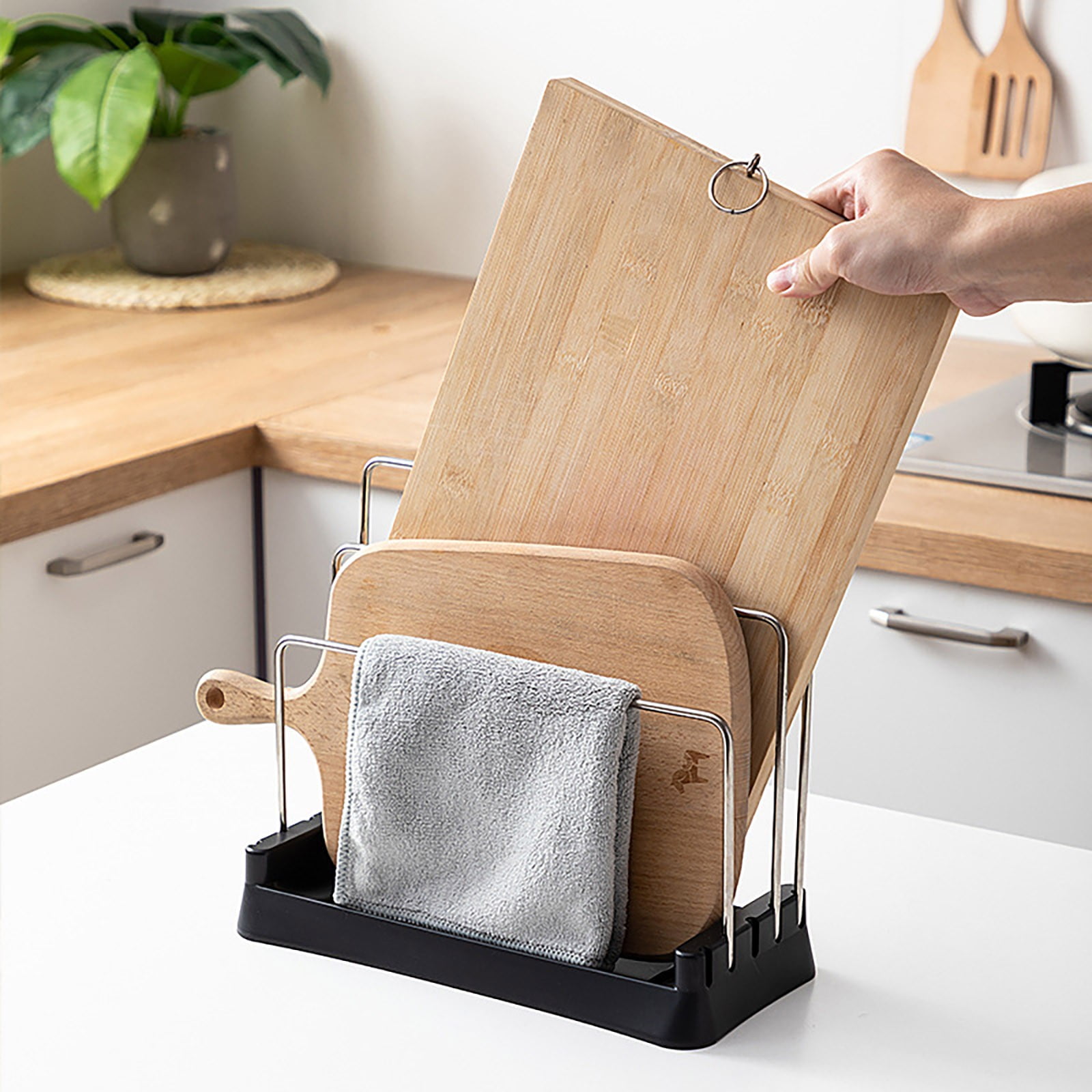 Soikfihs Kitchen Stainless High Low Three Bar Adjustable Cutting Board ...