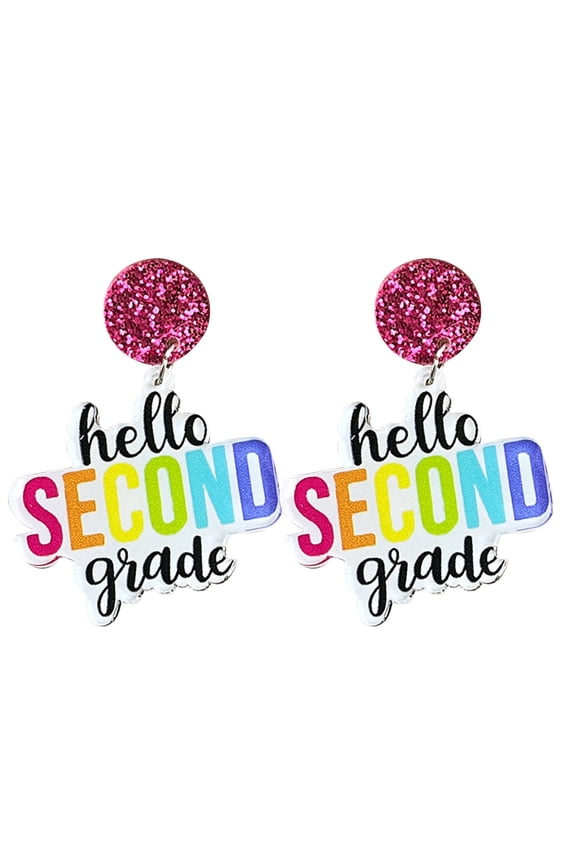 Simple Teacher Earrings 2023 Back To School Drop Dangle Acrylic Earrings Colorful Hello First Grade Earrings For Students Teacher Appreciation Gifts For Women GirlsSuper Stylish Earrings