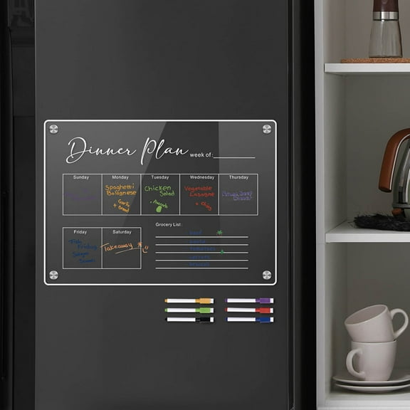 Soikfihs Weekly Menu & Meal Planner For Kitchen Fridge + Grocery/to Do Lists Board With 6 Liquid Chalk Markers Daily Dinner Planner Set For Home