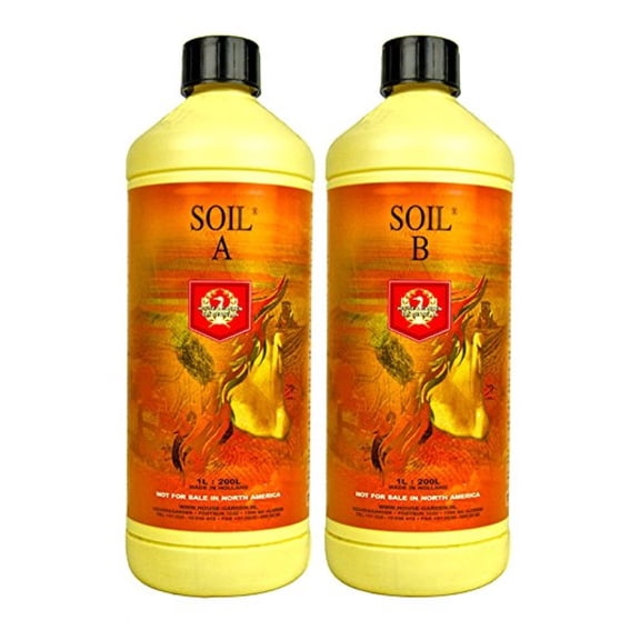 Soil A&B Base Nutrient Set 1L - Hydroponic Soil Nutrient Solution for Plant Growth - Balanced Mineral Formula with Humic & Fulvic Acid