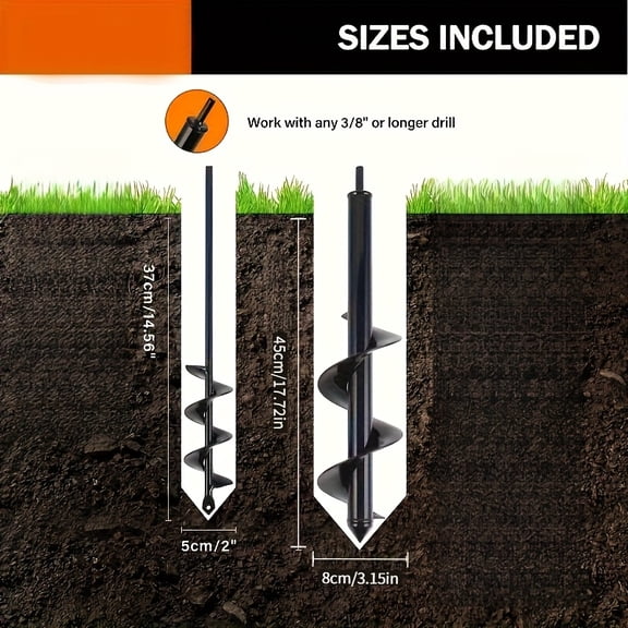 Soil Aeration Tool, Heavy-Duty Nickel-Coated 4-Inch Auger Bit with Long Handle, Easily Dig Hard, Clay and Rocky Soil, Essential for Home Gardening, Portable