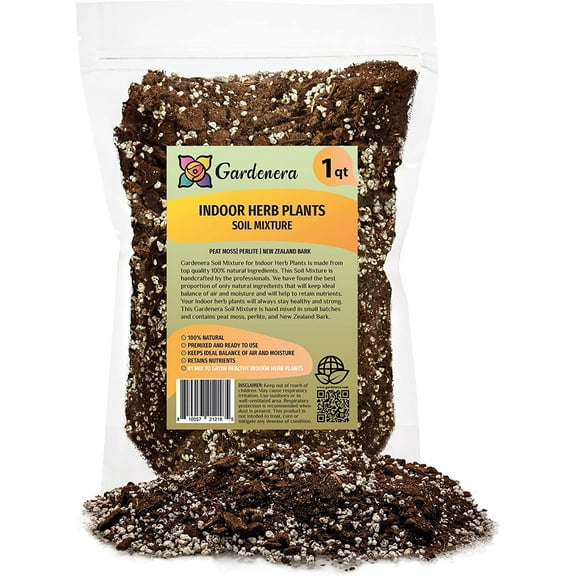 ⭐ Soil Mixture for Indoor Herb Planters - Specially Blended Soil Mixture for Planting and Growing Indoor Kitchen Herbs Indoors, Indoor Herb Garden, Herb Growing Soil Mixture - 1 Quart Bag