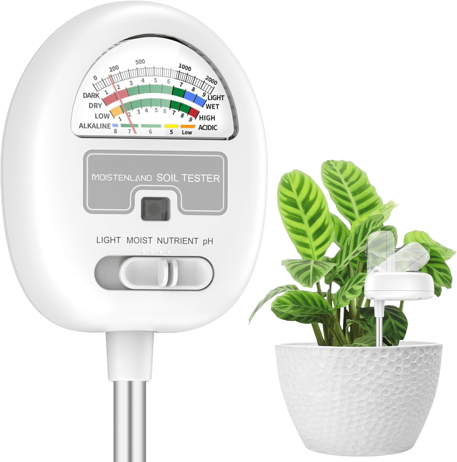 Soil Moisture Meter, 4-in-1 Moisture Meter for Plants, Tester for Moist ...
