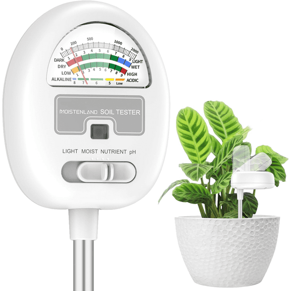Soil Moisture Meter, 4-in-1 Moisture Meter for Plants, Tester for Moist, Light,Nutrients, pH, Soil Test Kit