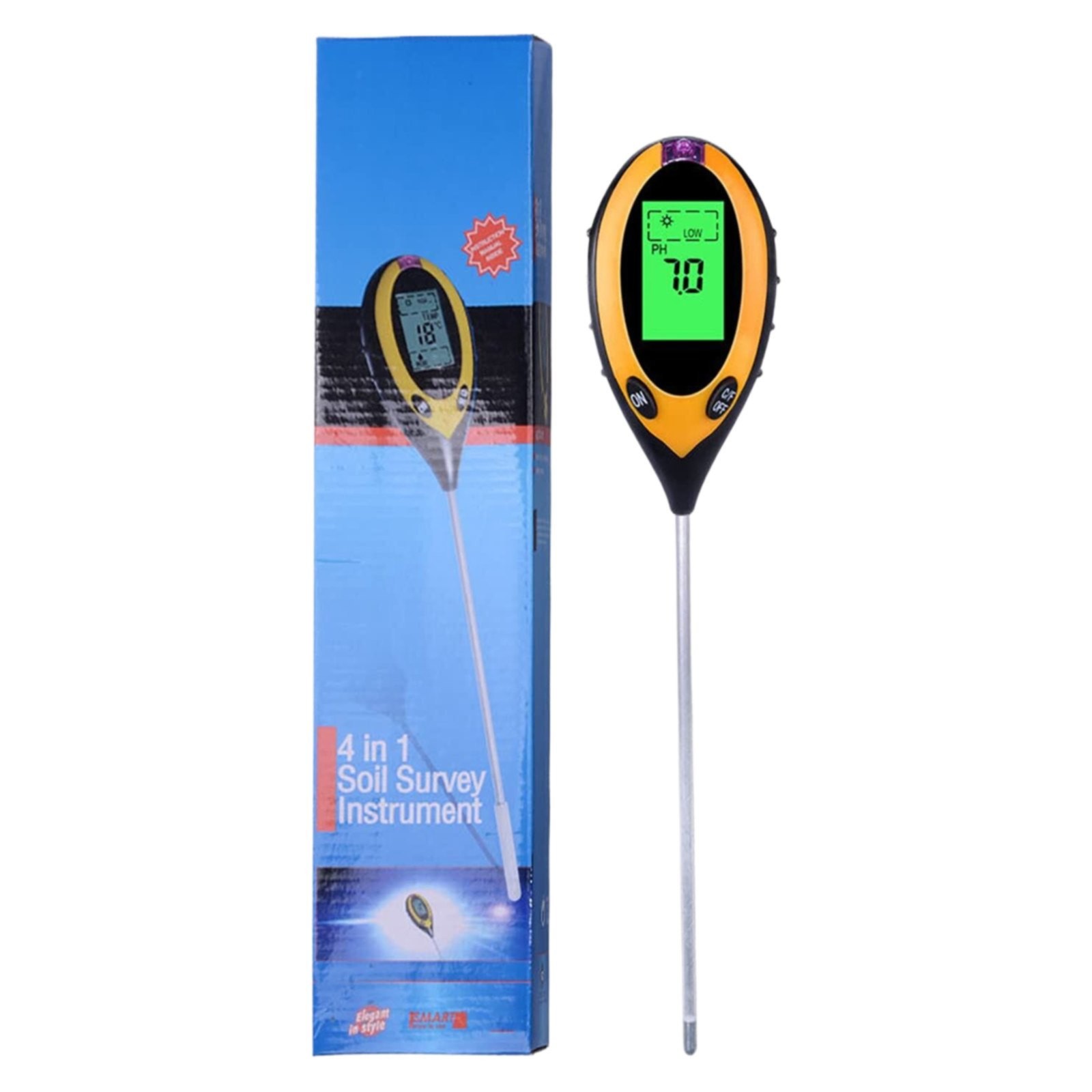 Soil Moisture Meter 4-in-1 Soil Tester with Light, Humidity, PH ...
