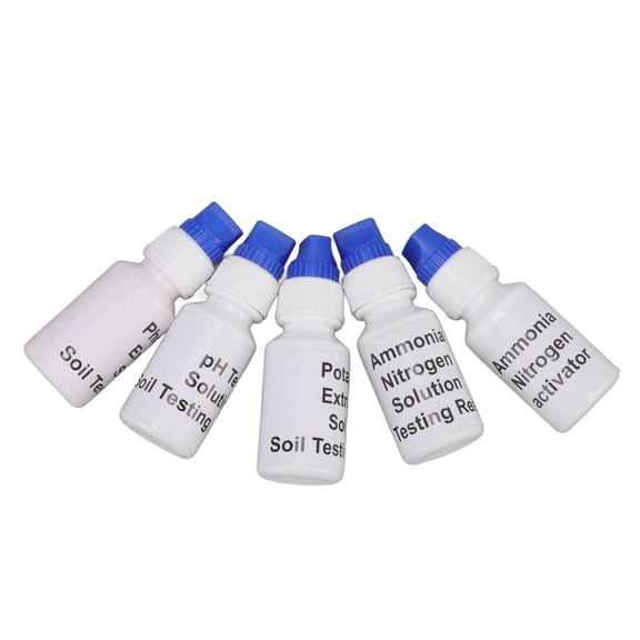 Soil PH Tester, 5 Bottles Liquid Solution PH Nitrogen Phosphorus Potassium Measuring Soil Test Kit for Garden Home Lawn Yard Farm Vegetable