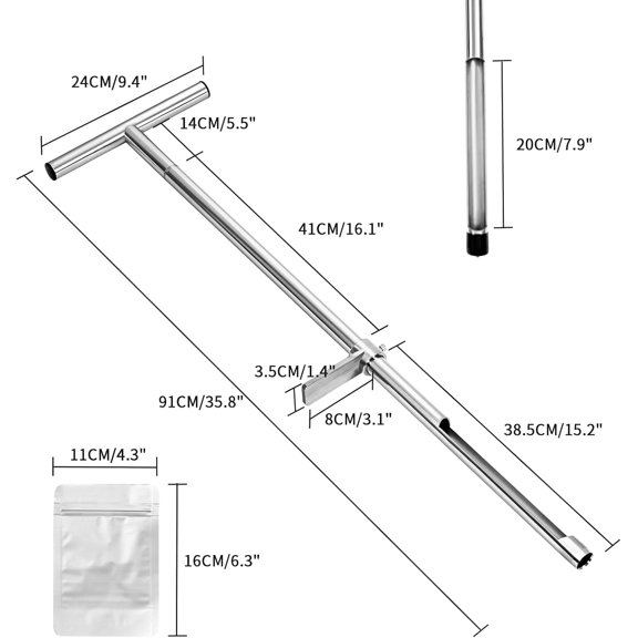 Soil Sample Probe, 36 Inch Soil Probe Rod, Ground Probe Rod, My Soil Test Kit, Stainless Steel Soil Sampler Tool for Soil Sampling, Gardening$$Garden & Patio
