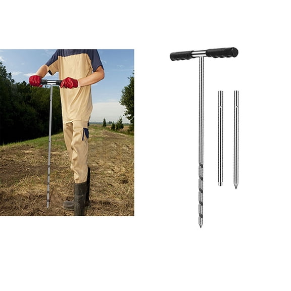 Soil Sampling Tool, Soil Corer, 173 in Total, Stainless Steel, Heavy Duty Work Gloves, Garden Stick, Auger, Compost Sampling, Lawn Testing, Adjustable Extension, 1 Set