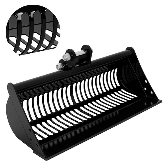 Soil Sieving Bucket, 32 in/800mm Hadfield Steel Mini Excavators Digger Soil Screening Skeleton Buckets with High Manganeseeth, 0.98"/25 mm Hole Digger, 3.7/94mm