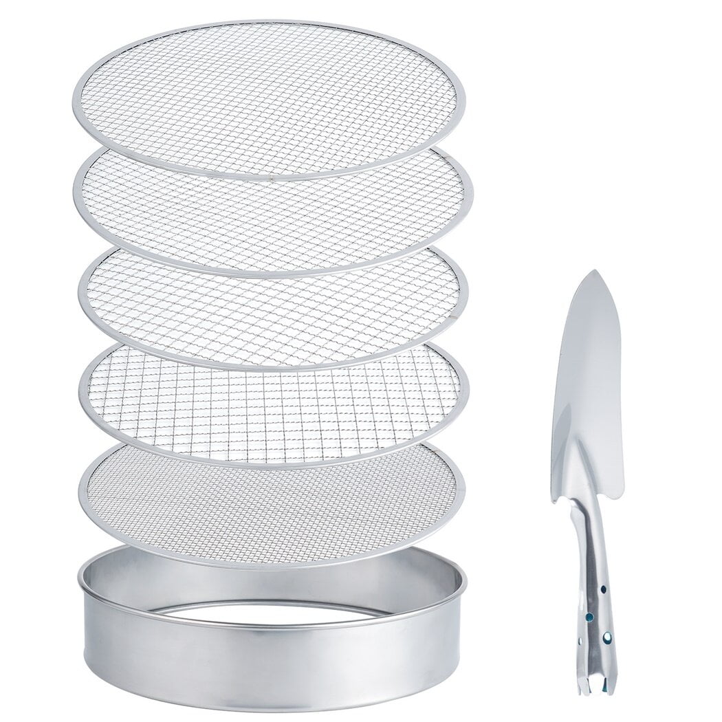 Stainless Steel Soil Sifter Set for Potting, Garden Compost Sifter with
