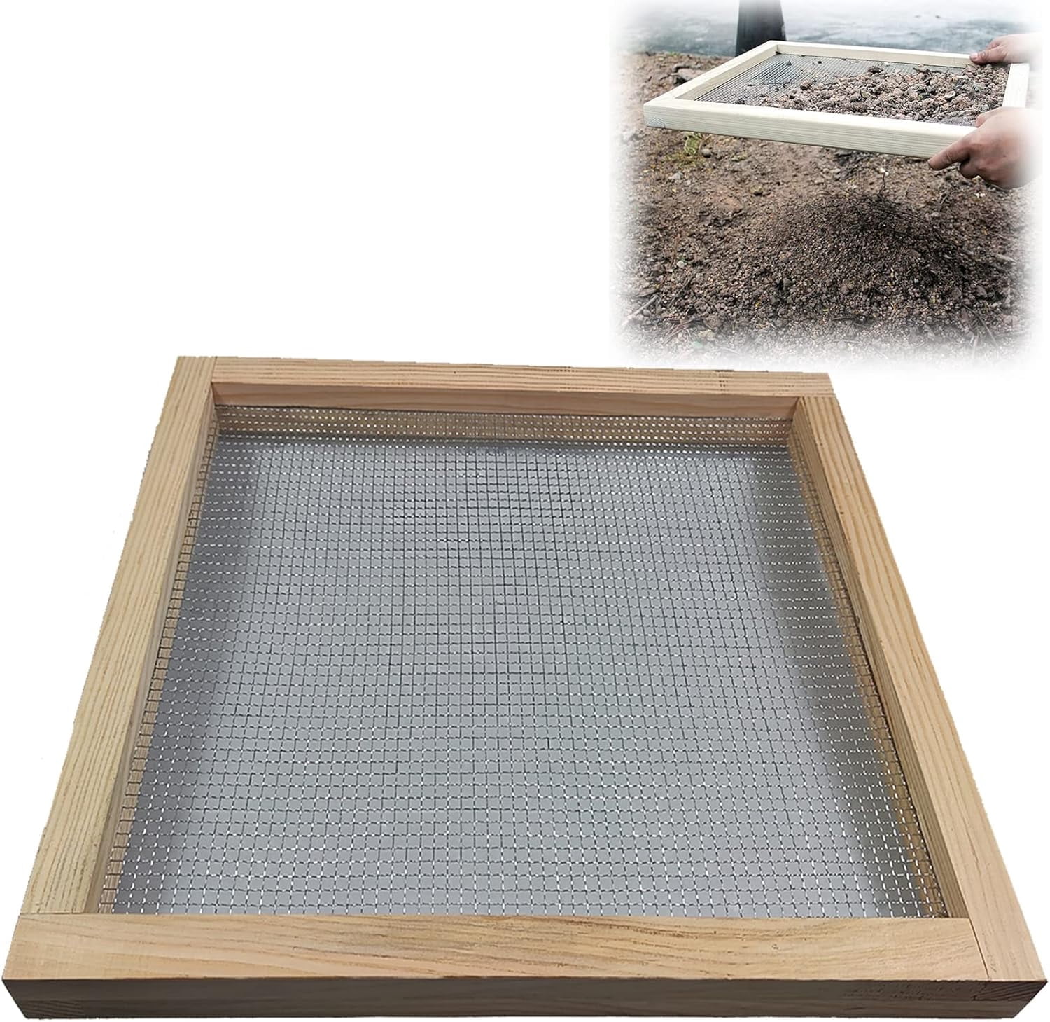 Soil Sifter for Garden, Multi-Purpose Wood Compost Dirt Sifter Soil Screen Dirt Cedar Garden Rock Sifter for Compost Sifting Soil, Dirt, Peat Moss and Potting Soil