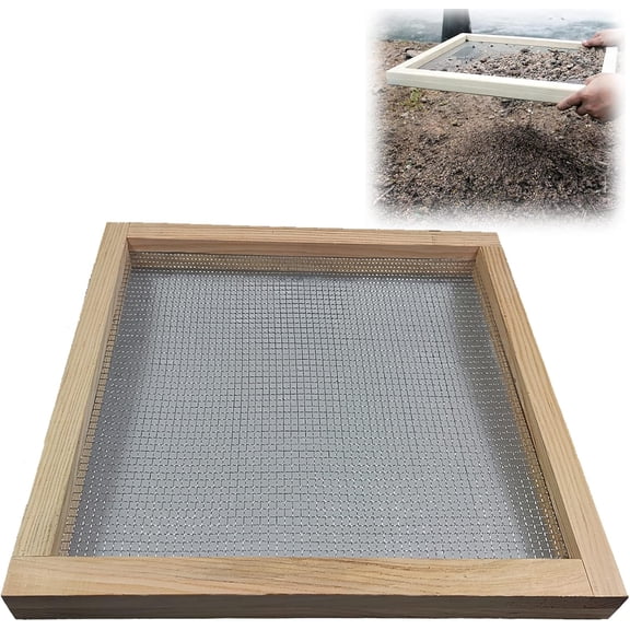 Soil Sifter for Garden, Multi-Purpose Wood Compost Dirt Sifter Soil Screen Dirt Cedar Garden Rock Sifter for Compost Sifting Soil, Dirt, Peat Moss and Potting Soil (17.32 * 19.68 * 1.34inch)