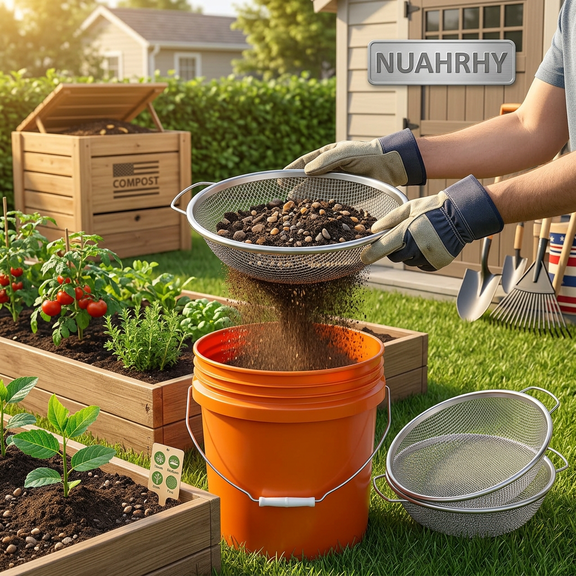 Soil Sifter for Gardening, 3PCS Rock Sifter and Garden Sieve with 0.12/0.24/0.39 Inch Mesh, Heavy Duty Compost Sifter Fits 5 Gallon Bucket