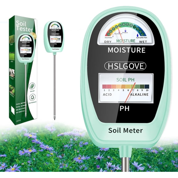 Soil Test Kit, 2-in-1 Soil Moisture Meter/Soil PH Meter, Dual Screen Soil Tester, Soil Moisture Meter for Plants Watering/Gardening for Lawn,Farm Indoor&Outdoor Use-Soft Green