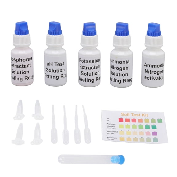 Soil Test Solution, 5 Bottles Soil Phosphorus Test Kit Nitrogen Measuring  For Gardening For Agriculture