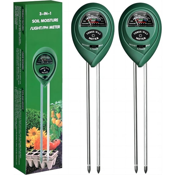 Soil Tester,3-in-1 Soil Tester Kits, Plant Moisture Light PH Tester for Gardening, Farming Indoor & Outdoor Use, 2 Pack